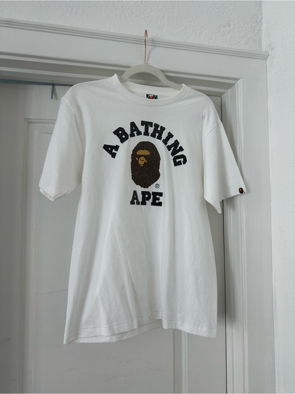 A Bathing Ape White Graphic Tee with Ape Head